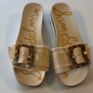 Sam Edelman Beige Buckle Slide Sandals size 8